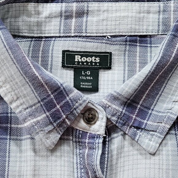 Roots Shirt Womens L Plaid Buttons Cotton LS Campus Gorpcore Western Boho - Picture 3 of 16